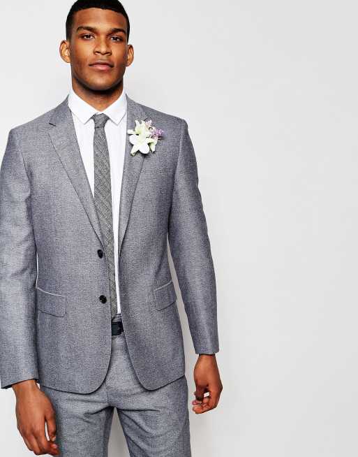 Reiss Salt Pepper Wedding Suit Jacket in Slim Fit