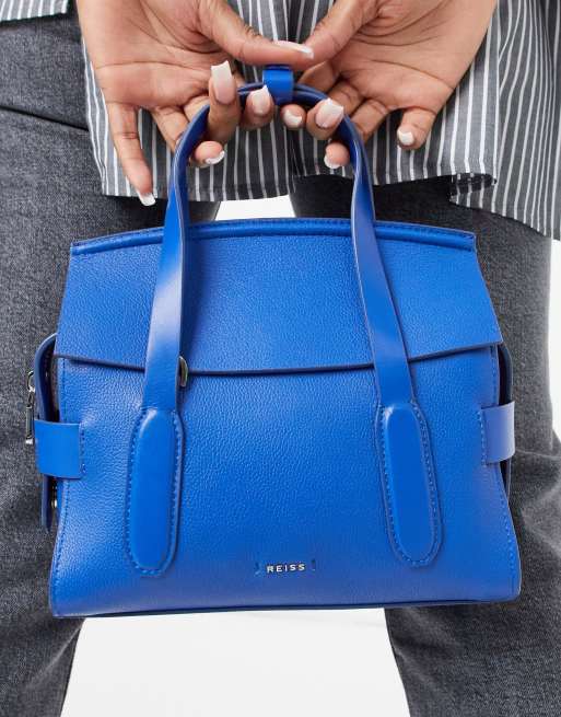 Reiss sophie leather crossbody bag in electric blue