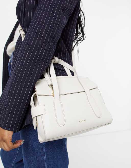 Reiss sophie leather crossbody bag in off white