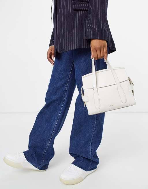 Reiss sophie leather crossbody bag in off white