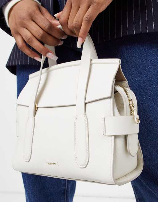 Reiss sophie leather crossbody bag in off white