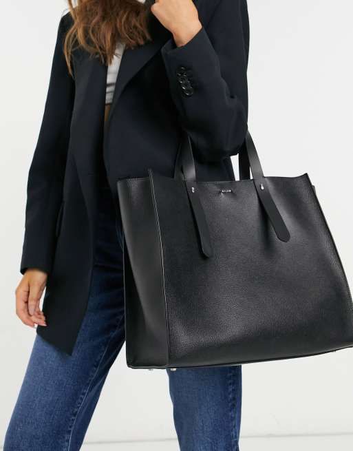 Reiss swaby leather tote in black