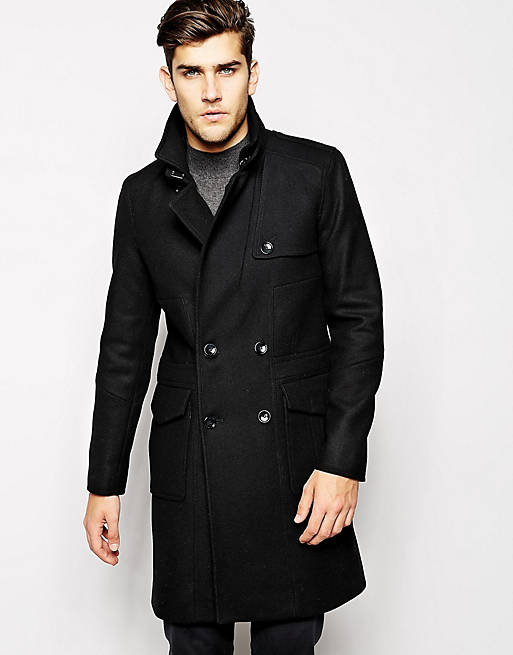 Reiss Wool Overcoat With Epaulettes | ASOS