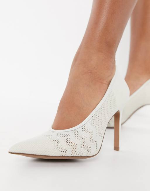 Reiss zena pointed stiletto heel wedding shoes in white