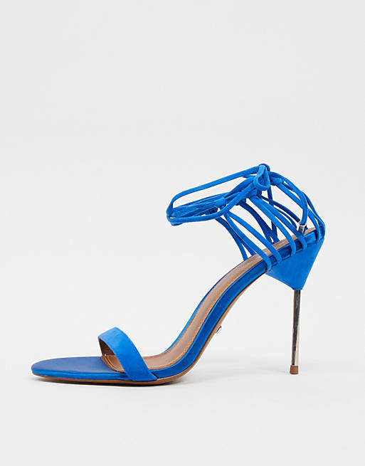 Reiss zhane tie leg heeled sandals in blue