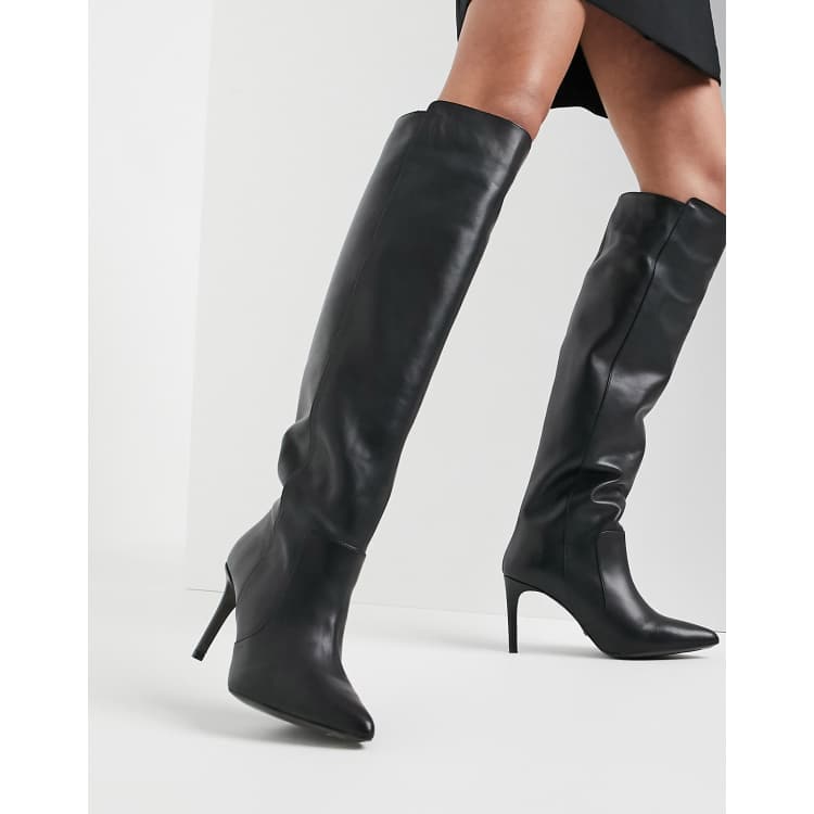 Reiss zinnia pointed stiletto knee boots in black ASOS