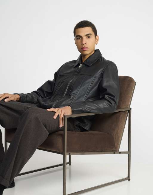 Relaxed fit textured real leather jacket, 5 of 5