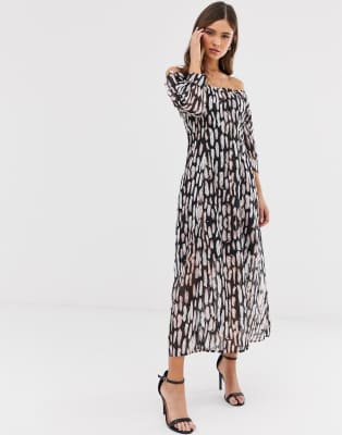 animal print bardot dress