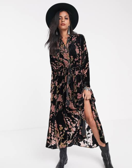 Religion burnout velvet button front maxi dress | ASOS