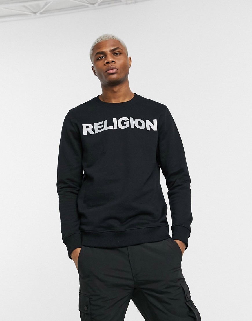 Religion - Felpa nera con logo catarifrangente-Nero