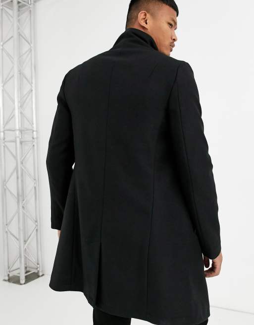 Religion Funnel Neck Asymmetric Overcoat In Black Asos