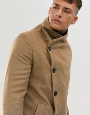 religion funnel neck coat in camel