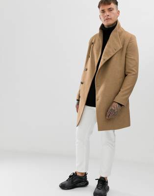 religion funnel neck coat in camel