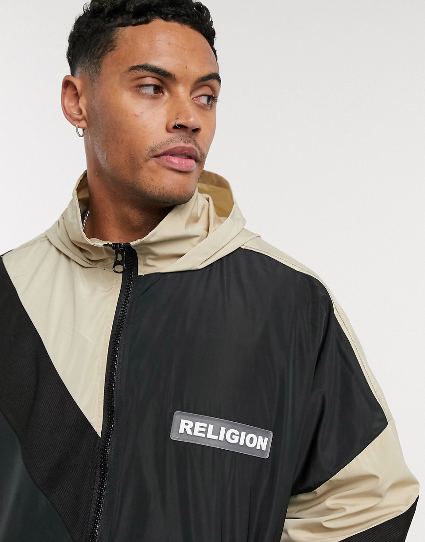 Religion - Giacca leggera oversize nera con cappuccio-Nero