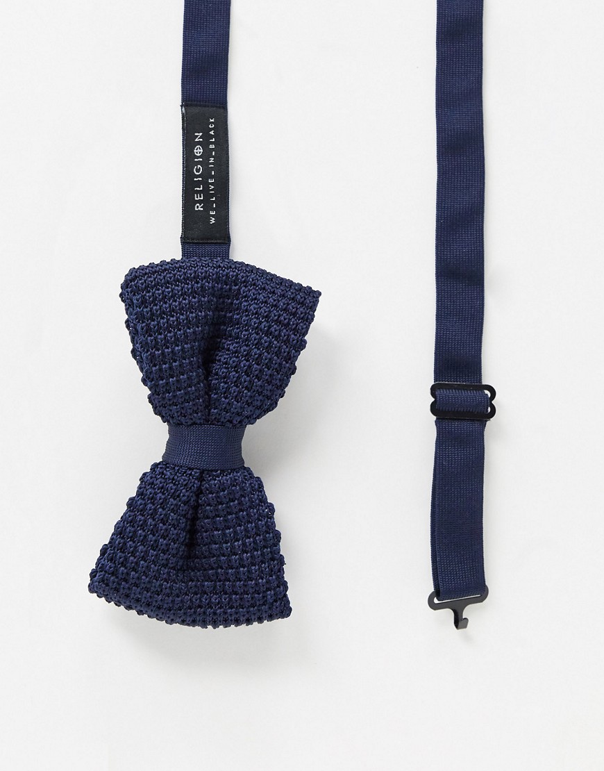 Religion knitted bow tie-Navy