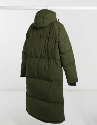 green long puffer coat