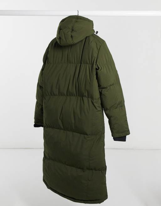 Green long puffer discount coat