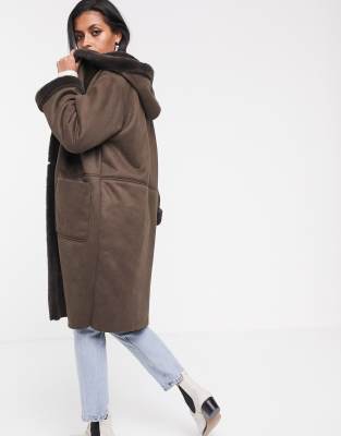 shearling coat with hood