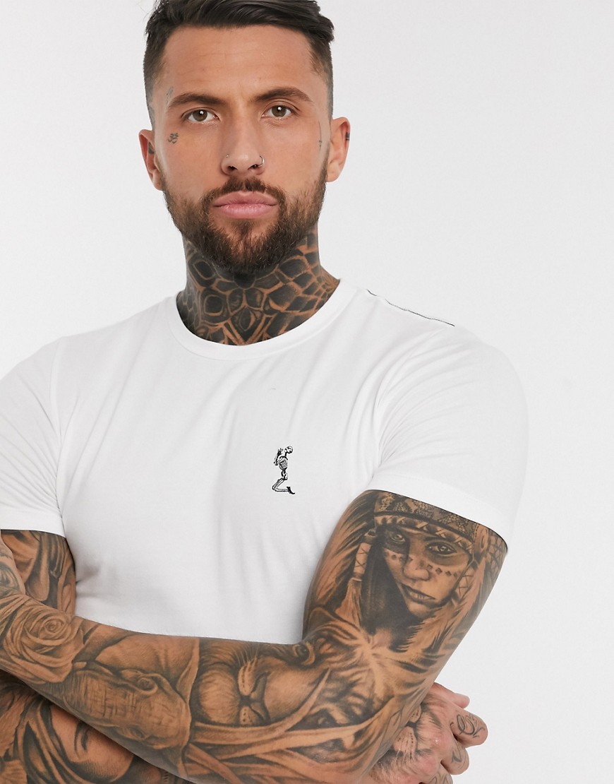 Religion - Muscle fit T-shirt met ronde hals en logo in wit