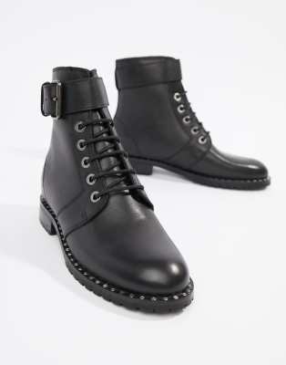 black ankle hiker boots