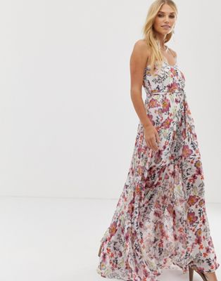 Religion - Olsen - Lange jurk met bloemenprint-Wit
