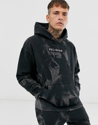 Religion - Oversized hoodie met donkere rookprint in zwart