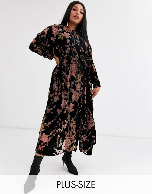 Plus size button hot sale front maxi dress