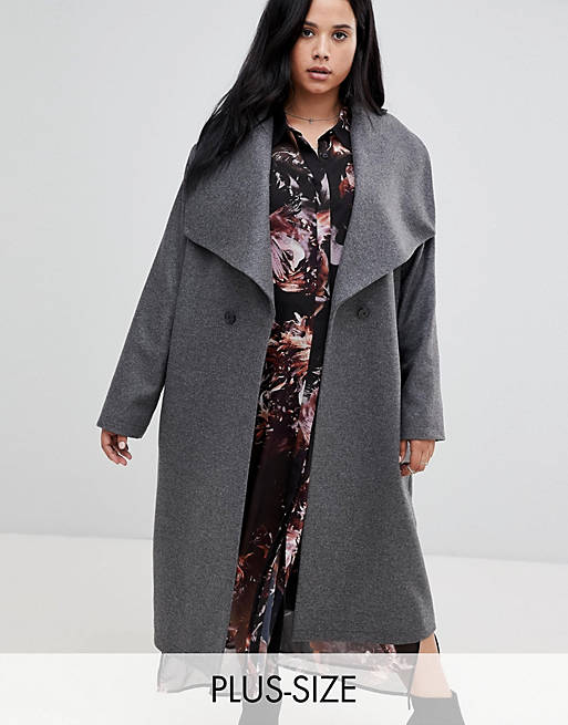 Religion Plus double breasted coat with drapey collar detail | ASOS