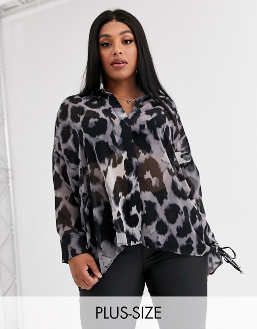 Religion Plus oversized shirt in leopard