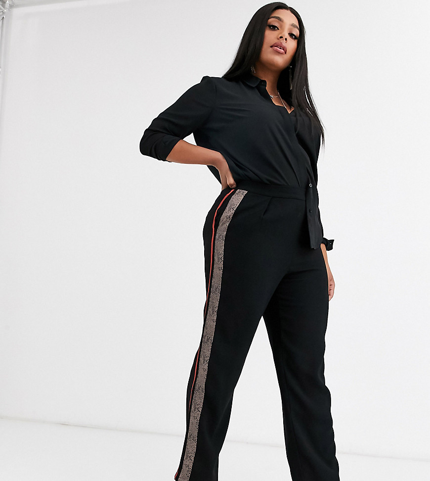 Religion Plus relaxed trousers with contrast side stripe-Black