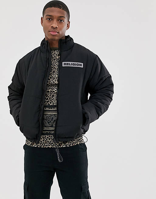 Religion puffer jacket with pockets in black | ASOS
