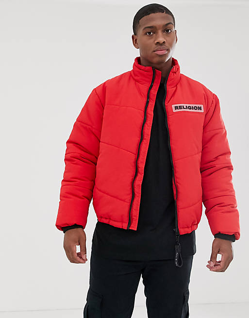 Religion puffer jacket with pockets in red | ASOS