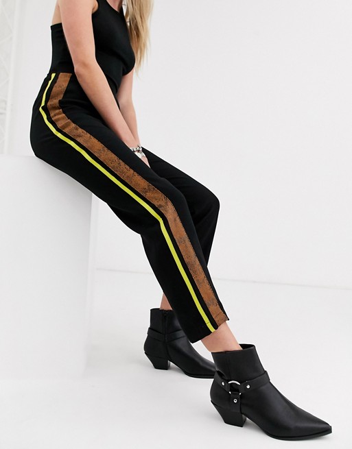 Religion relaxed trousers with contrast side stripe