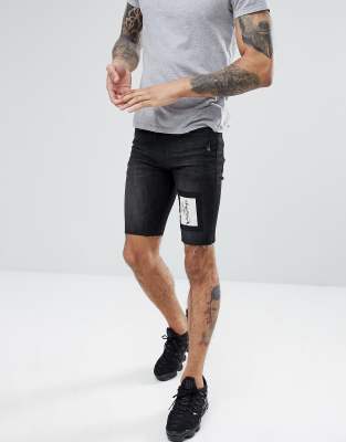 mens skinny fit denim shorts