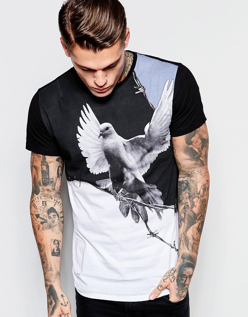 Religion - T-shirt con colomba stampata-Bianco