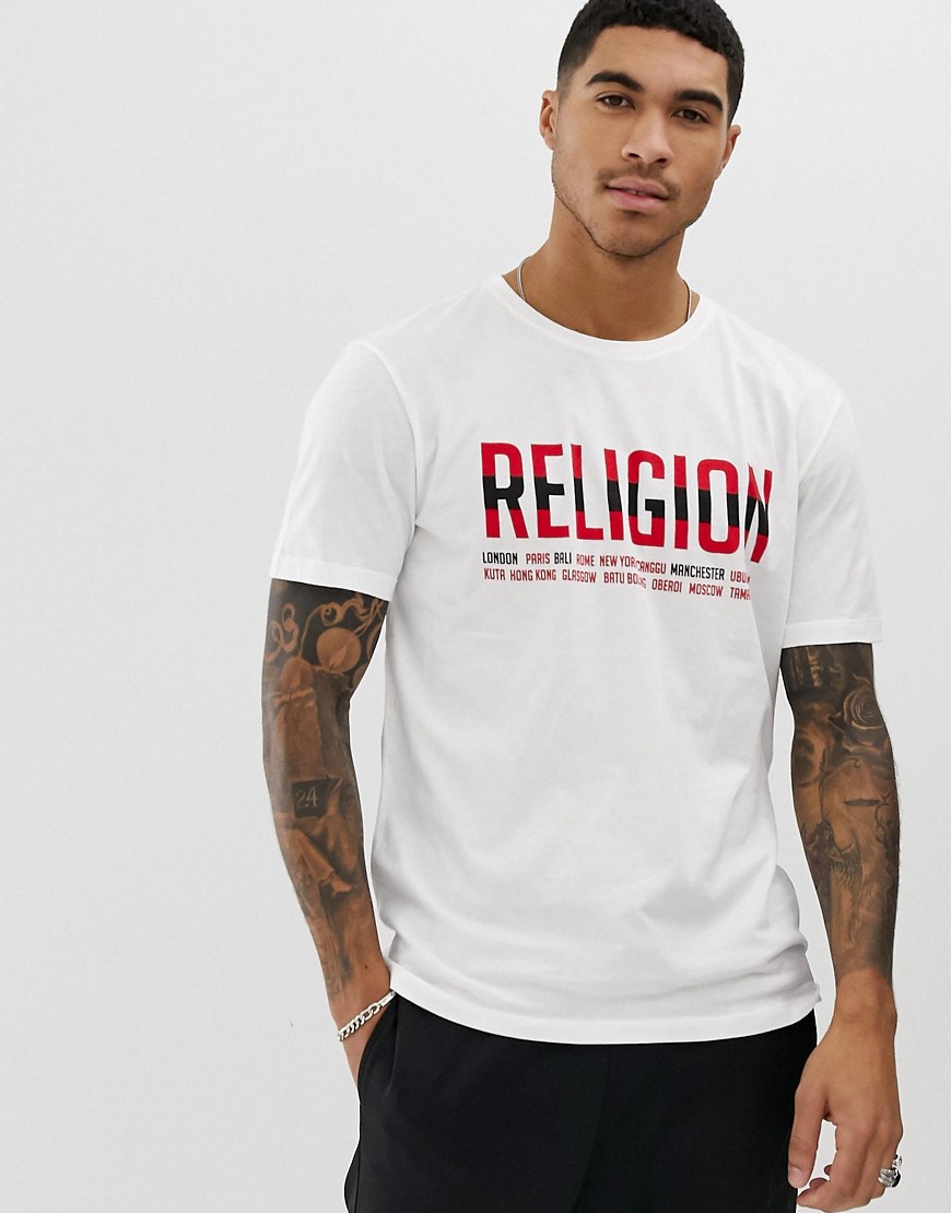 Religion - T-shirt met logo-Wit