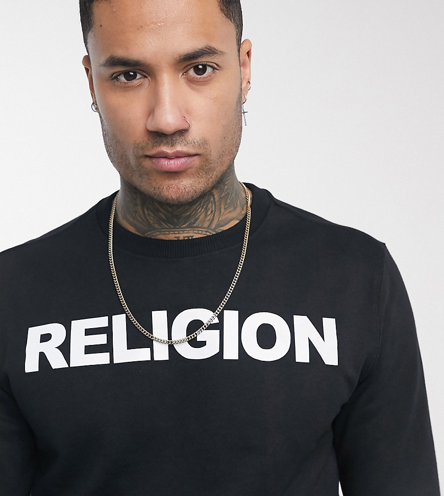 Religion – Tall – Svart sweatshirt med reflekterande logga