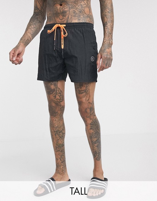 Religion Tall swim shorts with contrast brand cord in black