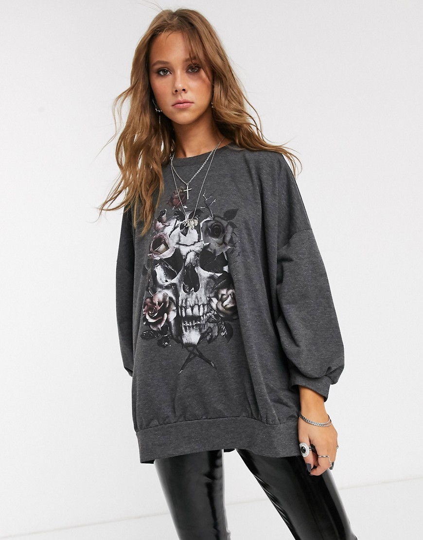Religion – Virtuous – Sweatshirt i oversize-modell med kransmönster-Grå