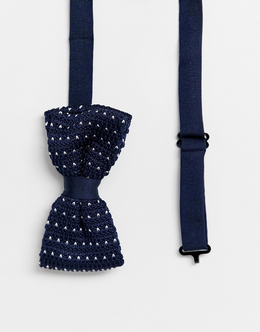 Religion wedding knitted bow tie in polka dot-Blue
