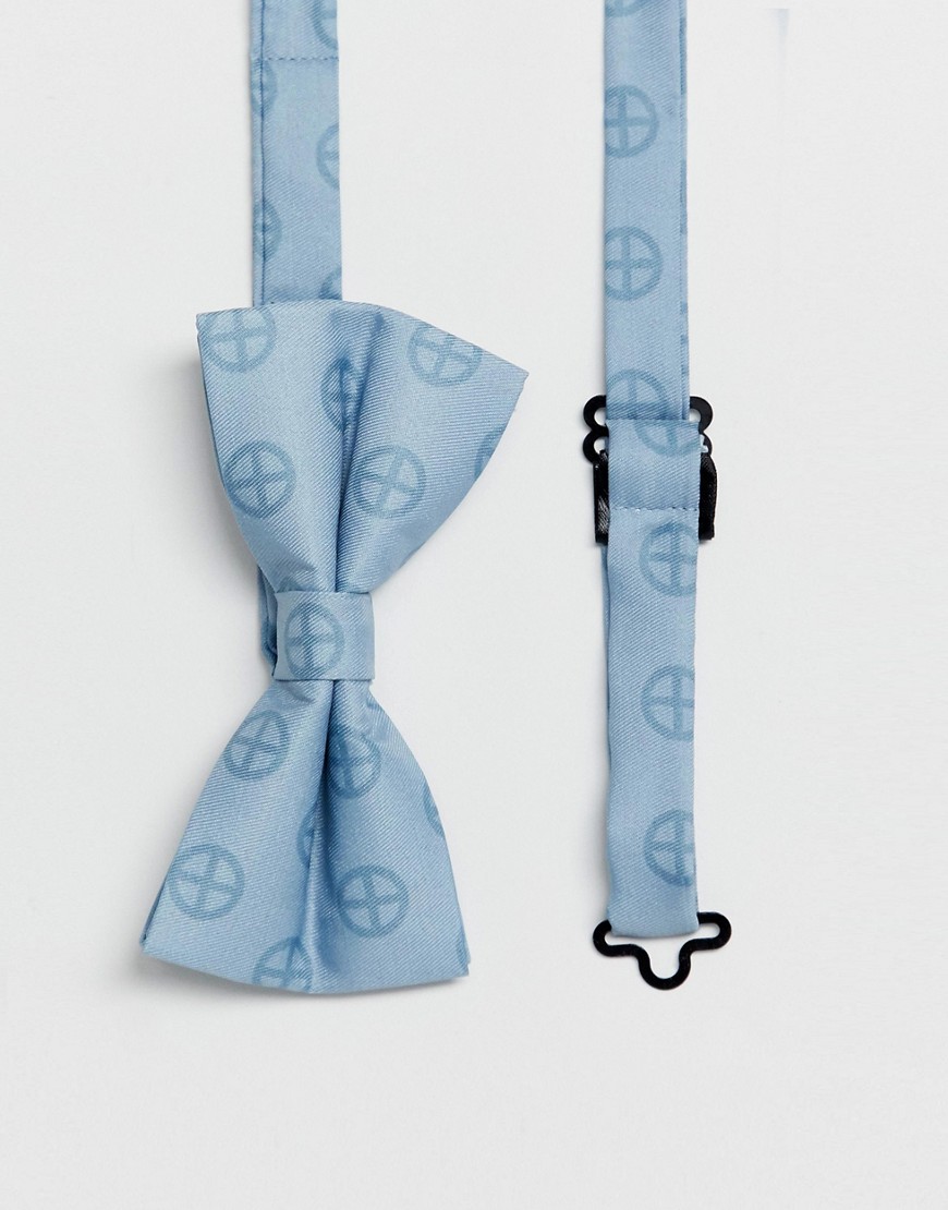 Religion wedding printed sateen bow tie in pale blue