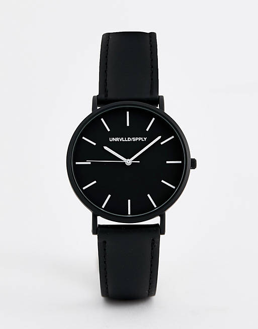 Hombre Other | Reloj clásico monocromático con pulsera de cuero de ASOS DESIGN - LY17255