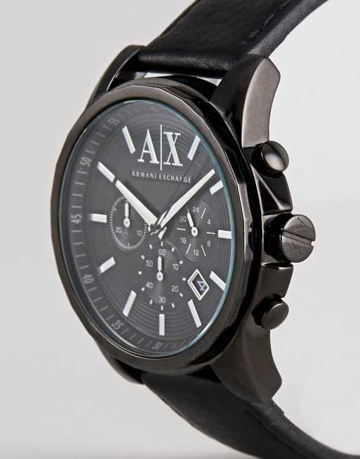 Reloj con correa de cuero negra y cronómetro AX2098 de Armani Exchange, 2 de 4