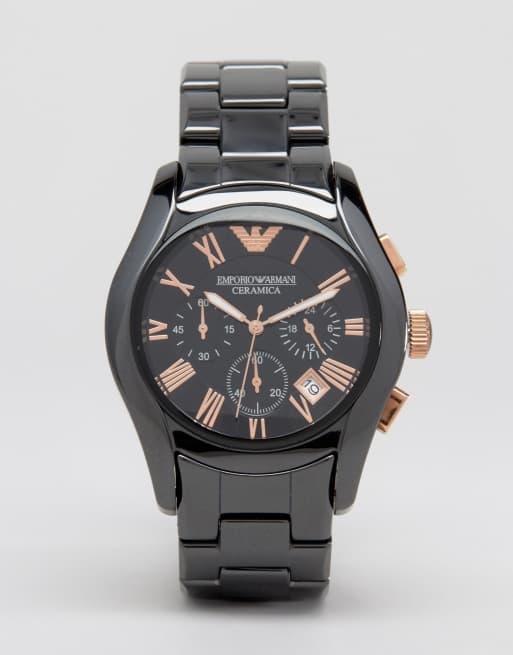 Reloj con cron metro negro AR1410 Ceramic de Emporio Armani