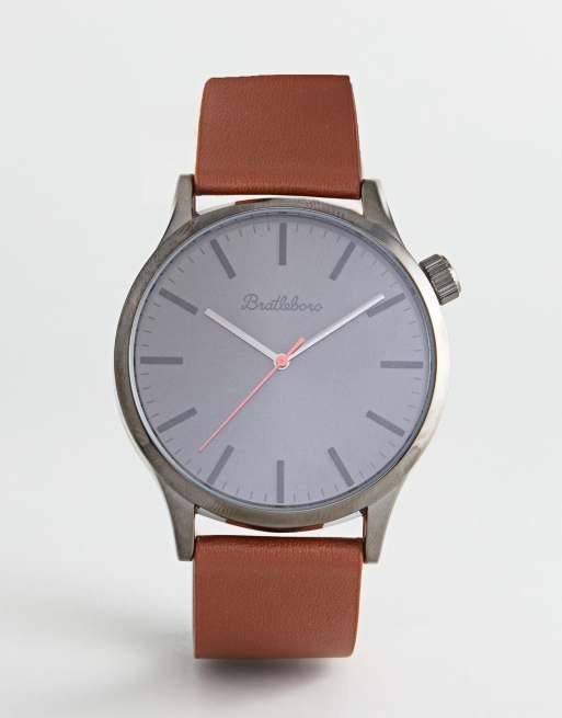 Reloj de cuero de 44 mm en gris oscuro Yellowstone de Bratleboro