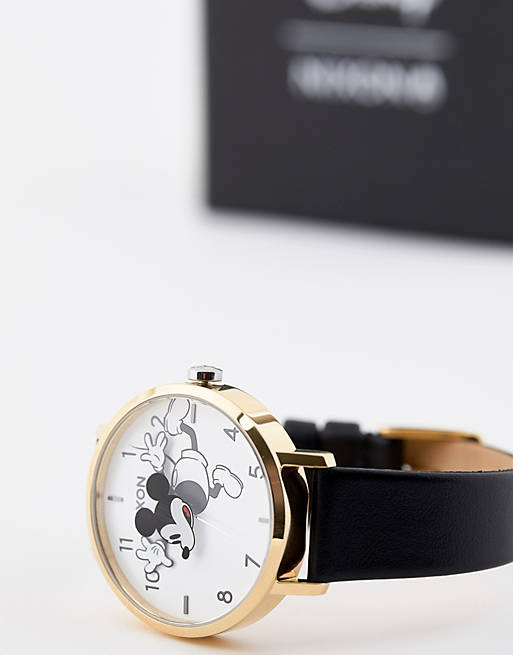 Caña gráfico impuesto Reloj de cuero negro Arrow de Nixon X Mickey Mouse | ASOS