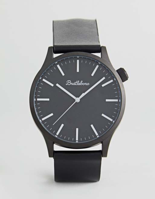 Reloj de cuero negro de 44 mm Yellowstone de Bratleboro ASOS