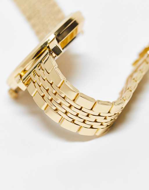 Reloj de pulsera dorado con correa de eslabones estrechos de Christin Lars, 2 de 4