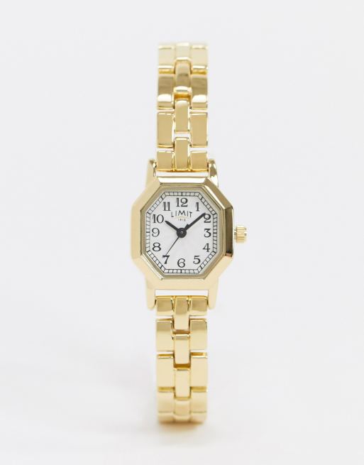 Reloj de pulsera dorado con diseño octagonal de Limit