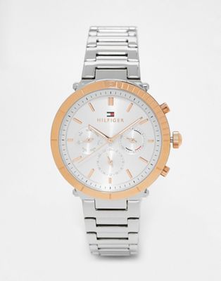 Tommy Hilfiger womens bracelet watch with silver dial in silver/gold 1782348 - ASOS Price Checker